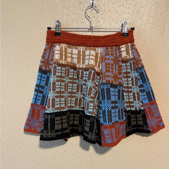 Free People After School Mini Skirt Size XS Stretchy Pull On Patchwork - Picture 3 of 6